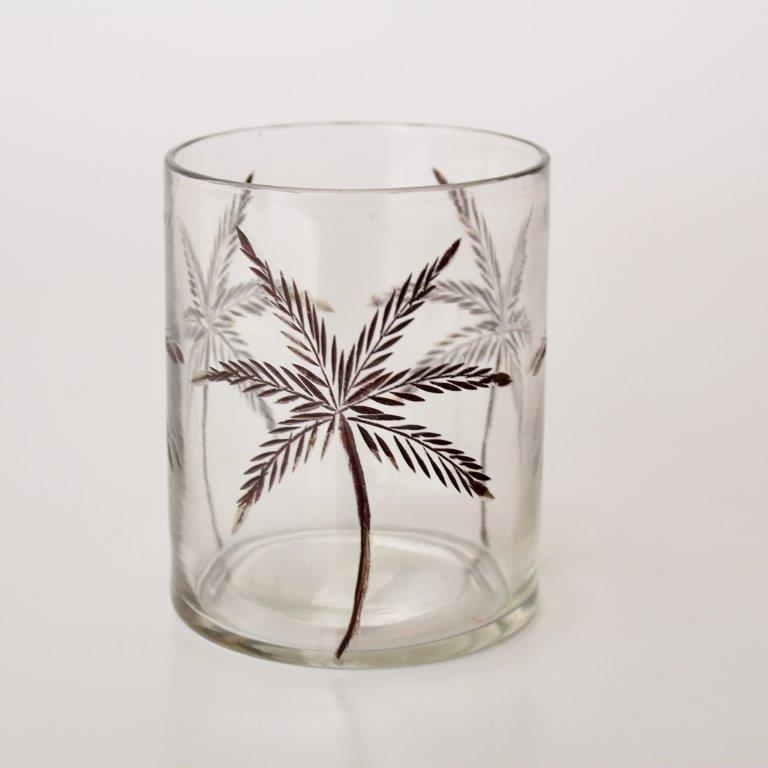 Clear Glass Palm Tree Tea Light Candle Holder